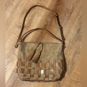 Michael Kors Vivian Woven Suede Hobo Shoulder Bag w dust bag